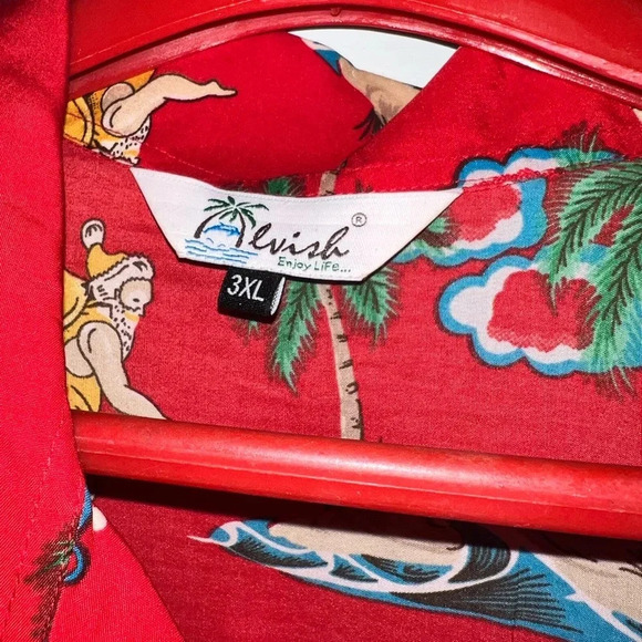 Alivish men’s red Hawaiian Christmas Santa shirt Mele Kalikimaka sz 3XL - Picture 3 of 3
